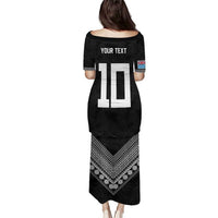Custom Rugby Fiji Puletasi Fijian Masi Tribal Sporty Style Black Color LT03 - Polynesian Pride