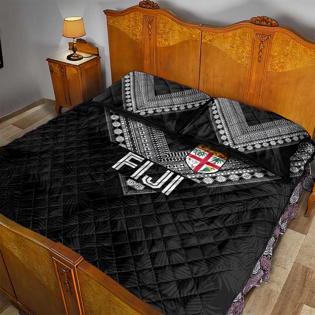 Rugby Fiji Quilt Bed Set Fijian Masi Tribal Sporty Style Black Color LT03 - Polynesian Pride