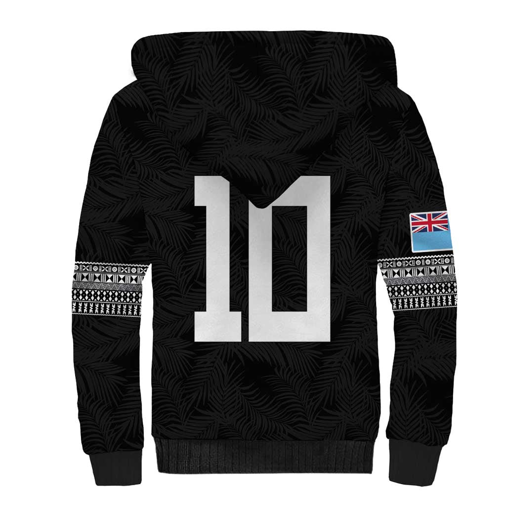 Custom Rugby Fiji Sherpa Hoodie Fijian Masi Tribal Sporty Style Black Color LT03 - Polynesian Pride