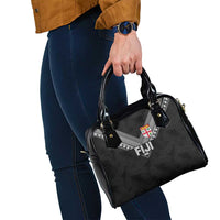 Rugby Fiji Shoulder Handbag Fijian Masi Tribal Sporty Style Black Color LT03 - Polynesian Pride