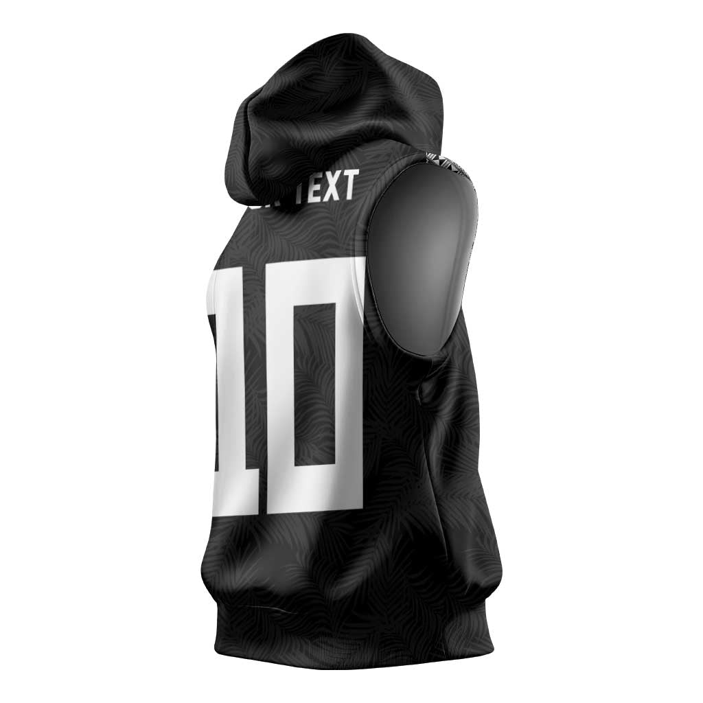 Custom Rugby Fiji Sleeveless Hoodie Fijian Masi Tribal Sporty Style Black Color LT03 - Polynesian Pride