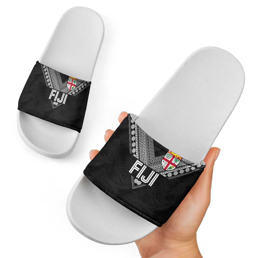 Rugby Fiji Slide Sandals Fijian Masi Tribal Sporty Style Black Color LT03 - Polynesian Pride