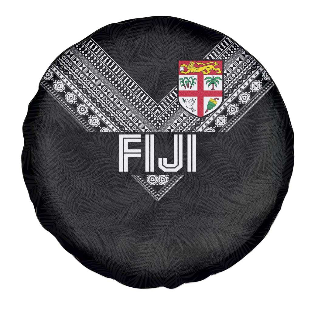 Rugby Fiji Spare Tire Cover Fijian Masi Tribal Sporty Style Black Color LT03 - Polynesian Pride