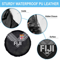 Rugby Fiji Spare Tire Cover Fijian Masi Tribal Sporty Style Black Color LT03 - Polynesian Pride
