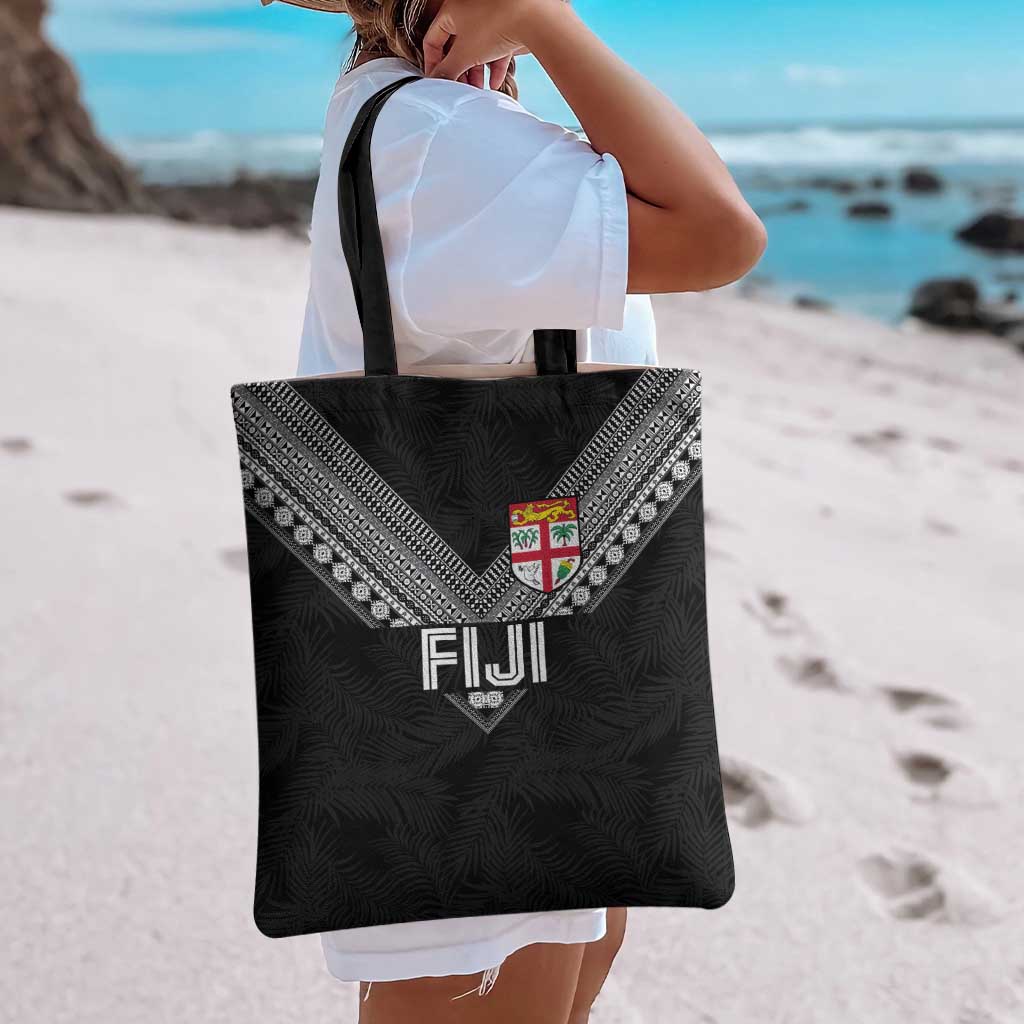Rugby Fiji Tote Bag Fijian Masi Tribal Sporty Style Black Color LT03 - Polynesian Pride