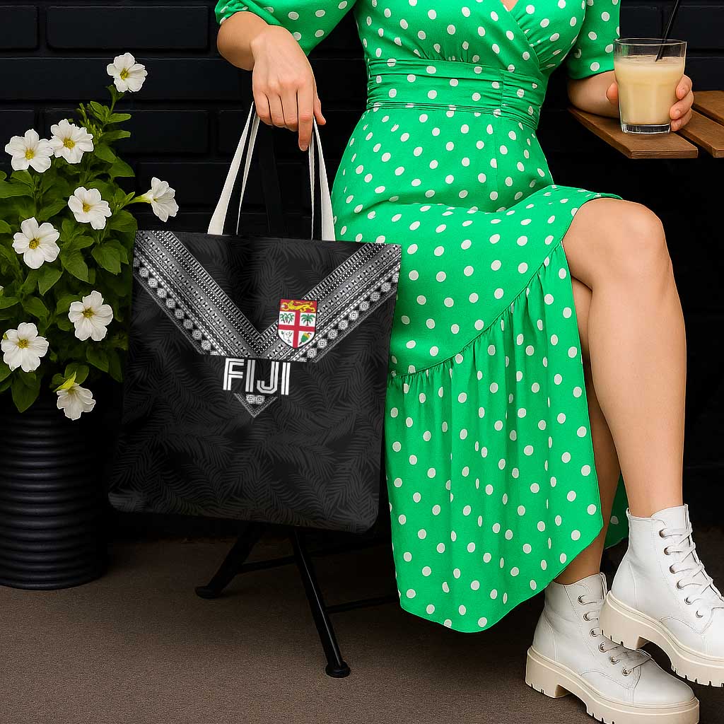 Rugby Fiji Tote Bag Fijian Masi Tribal Sporty Style Black Color LT03 - Polynesian Pride