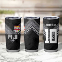 Custom Rugby Fiji Tumbler Cup Fijian Masi Tribal Sporty Style Black Color LT03 - Polynesian Pride