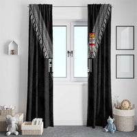 Rugby Fiji Window Curtain Fijian Masi Tribal Sporty Style Black Color LT03 - Polynesian Pride