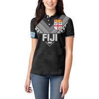 Custom Rugby Fiji Women Polo Shirt Fijian Masi Tribal Sporty Style Black Color LT03 - Polynesian Pride