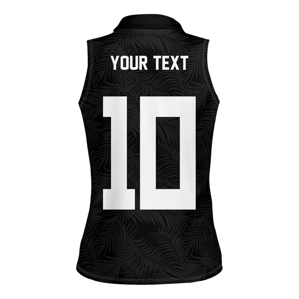Custom Rugby Fiji Women Sleeveless Polo Shirt Fijian Masi Tribal Sporty Style Black Color LT03 - Polynesian Pride