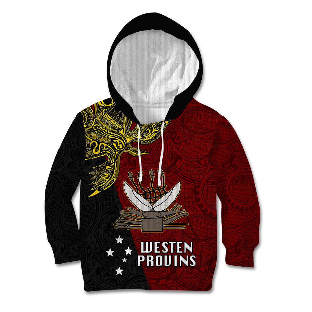 Papua New Guinea Western Province Kid Hoodie PNG Birds Of Paradise Polynesian Arty Style LT03 Hoodie Red - Polynesian Pride