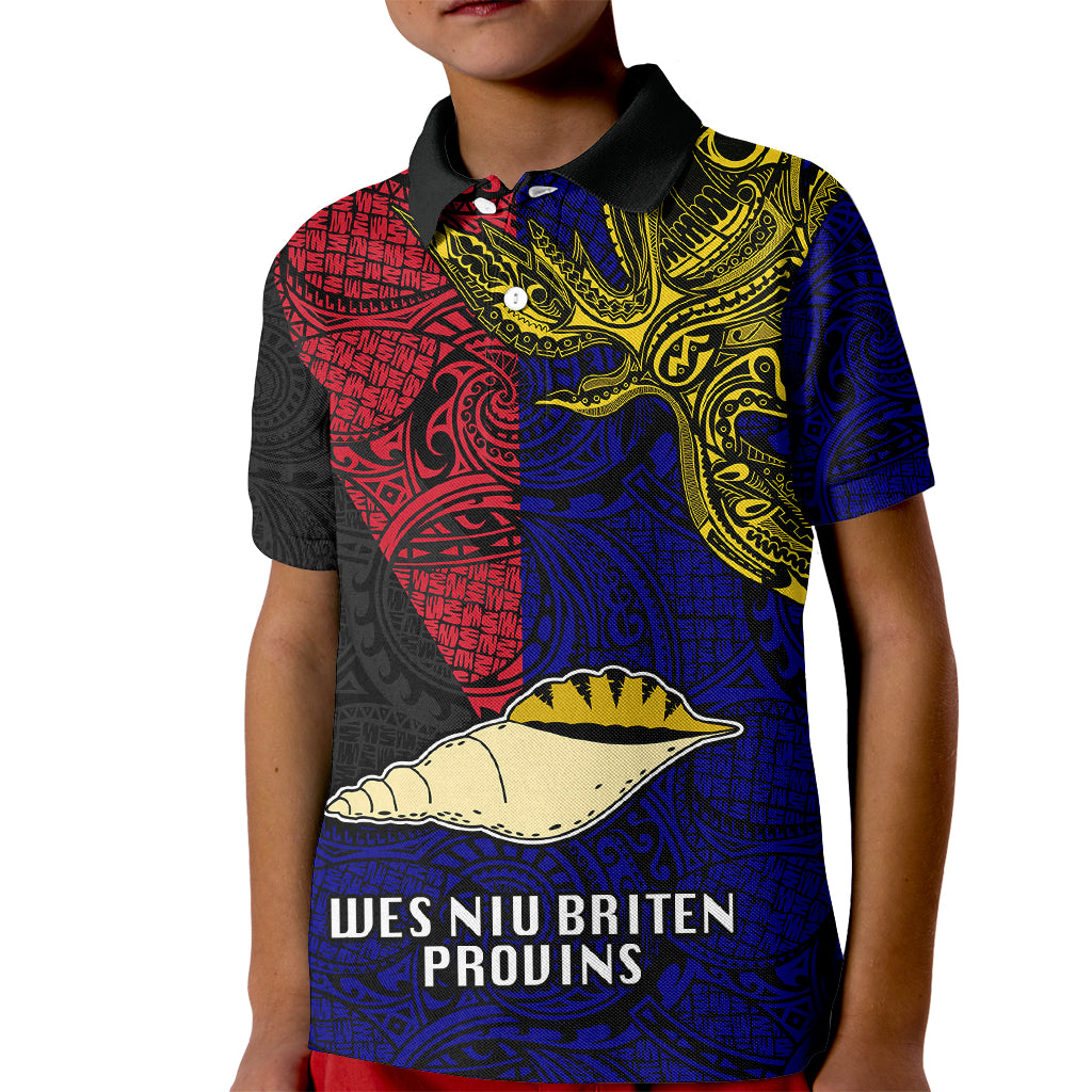 Papua New Guinea West New Britain Province Kid Polo Shirt PNG Birds Of Paradise Polynesian Arty Style LT03 Kid Blue - Polynesian Pride