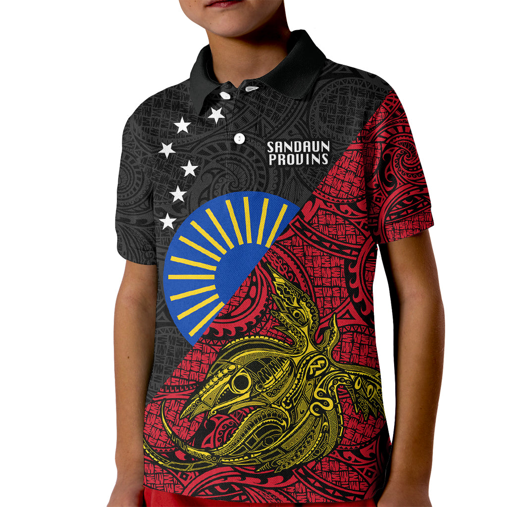 Papua New Guinea Sandaun Province Kid Polo Shirt PNG Birds Of Paradise Polynesian Arty Style LT03 Kid Red - Polynesian Pride