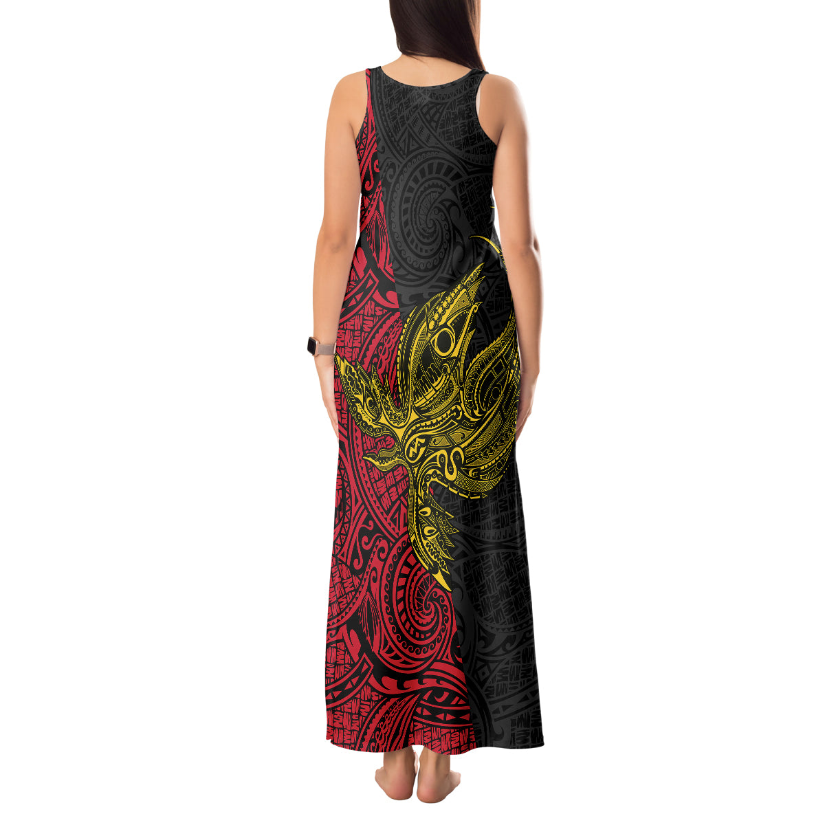 Papua New Guinea Sandaun Province Tank Maxi Dress PNG Birds Of Paradise Polynesian Arty Style LT03 - Polynesian Pride