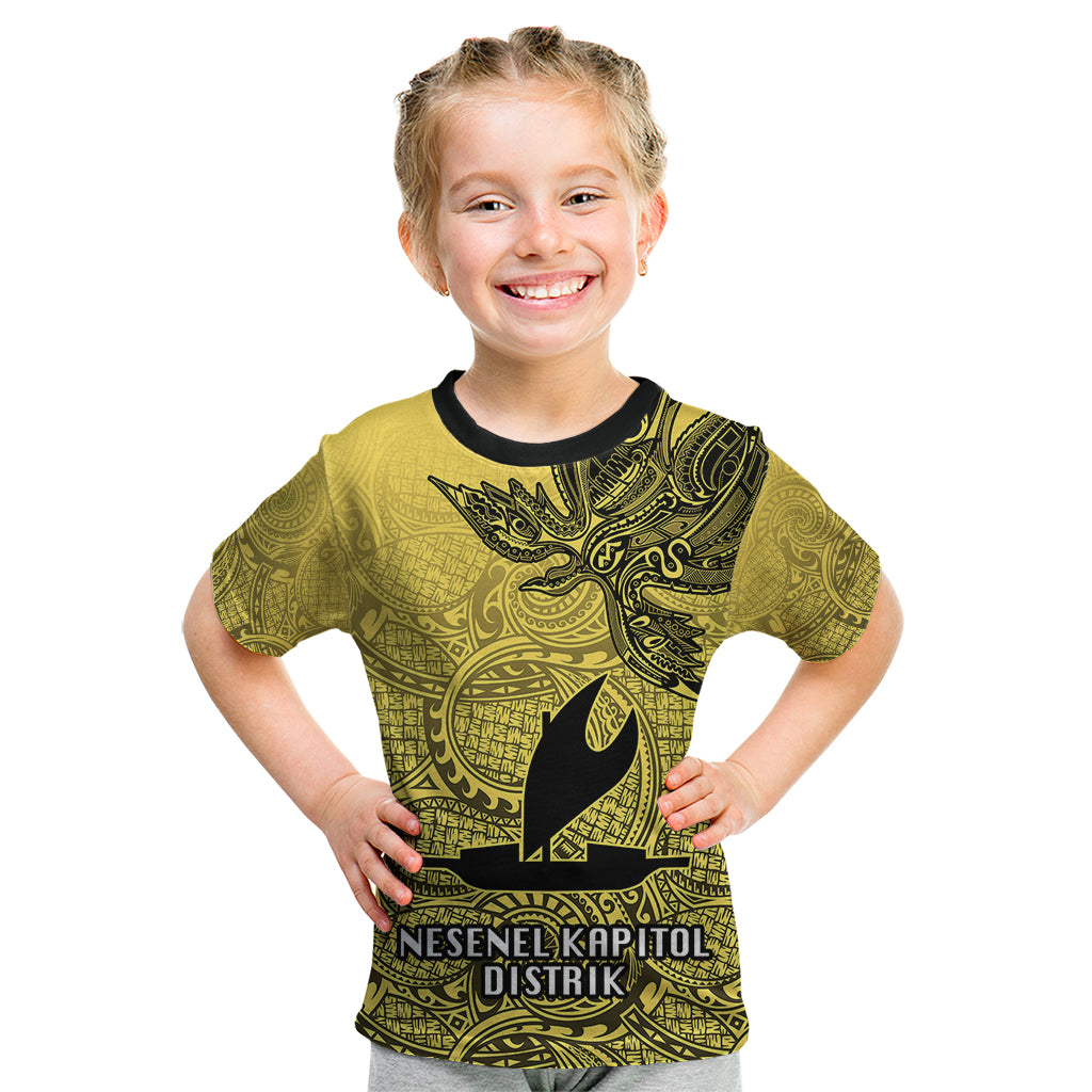 Papua New Guinea National Capital District Kid T Shirt PNG Birds Of Paradise Polynesian Arty Style LT03 Yellow - Polynesian Pride