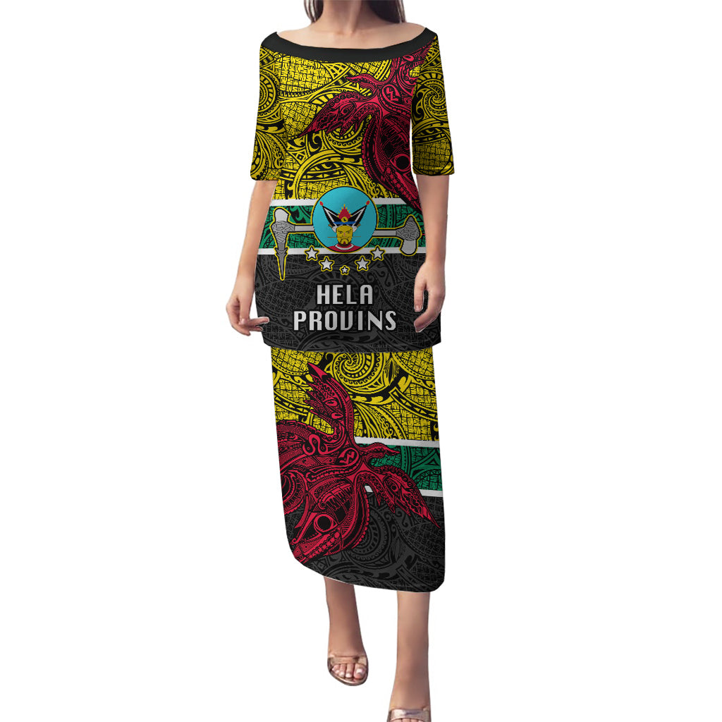 Papua New Guinea Hela Province Puletasi PNG Birds Of Paradise Polynesian Arty Style LT03 Long Dress Yellow - Polynesian Pride