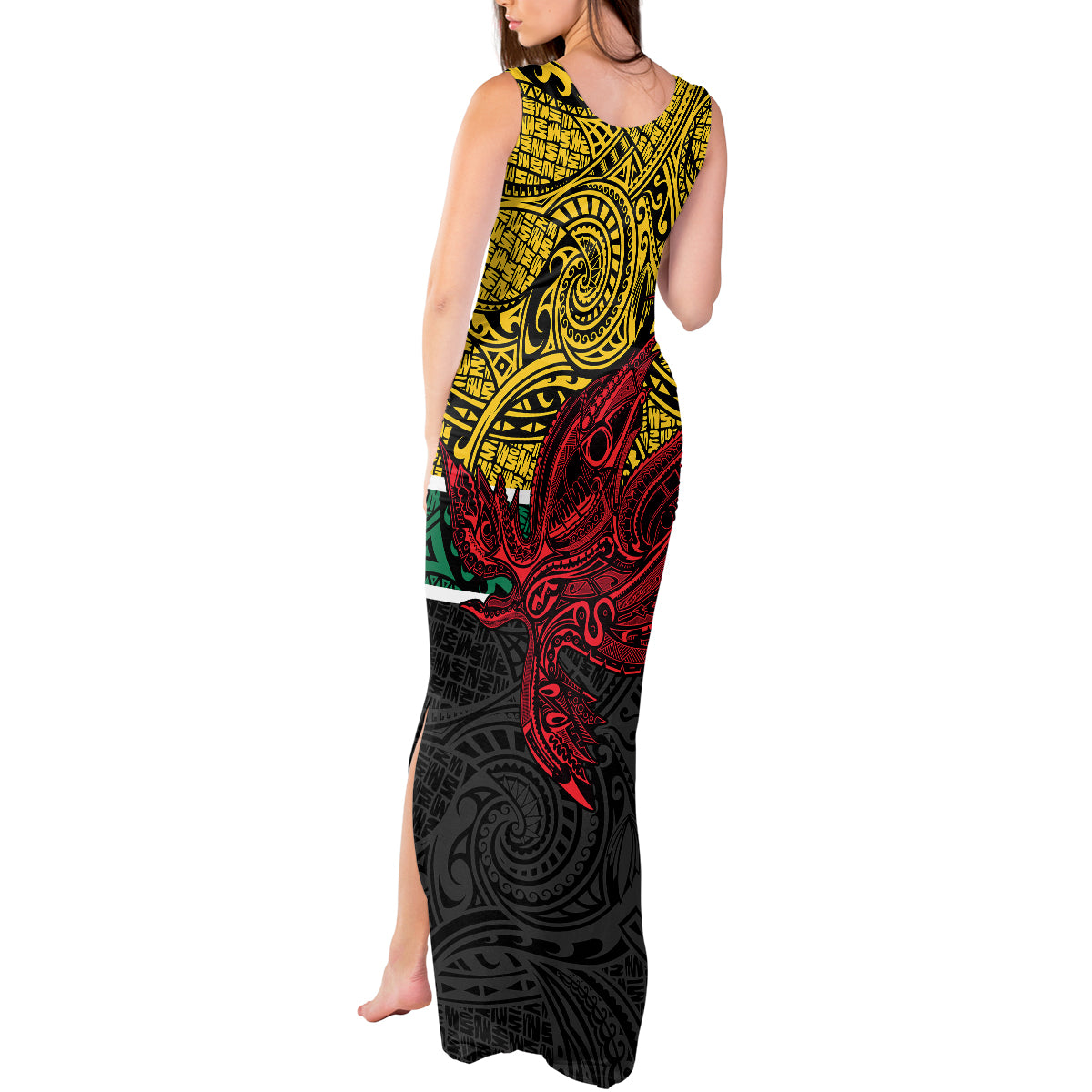 Papua New Guinea Hela Province Tank Maxi Dress PNG Birds Of Paradise Polynesian Arty Style LT03 - Polynesian Pride