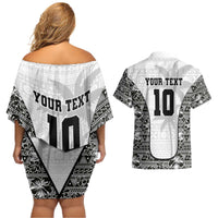 Custom Fiji Pacific Rugby 2024 Couples Matching Off Shoulder Short Dress and Hawaiian Shirt Tapa Tribal and Fijian Masi Pattern LT03 - Polynesian Pride