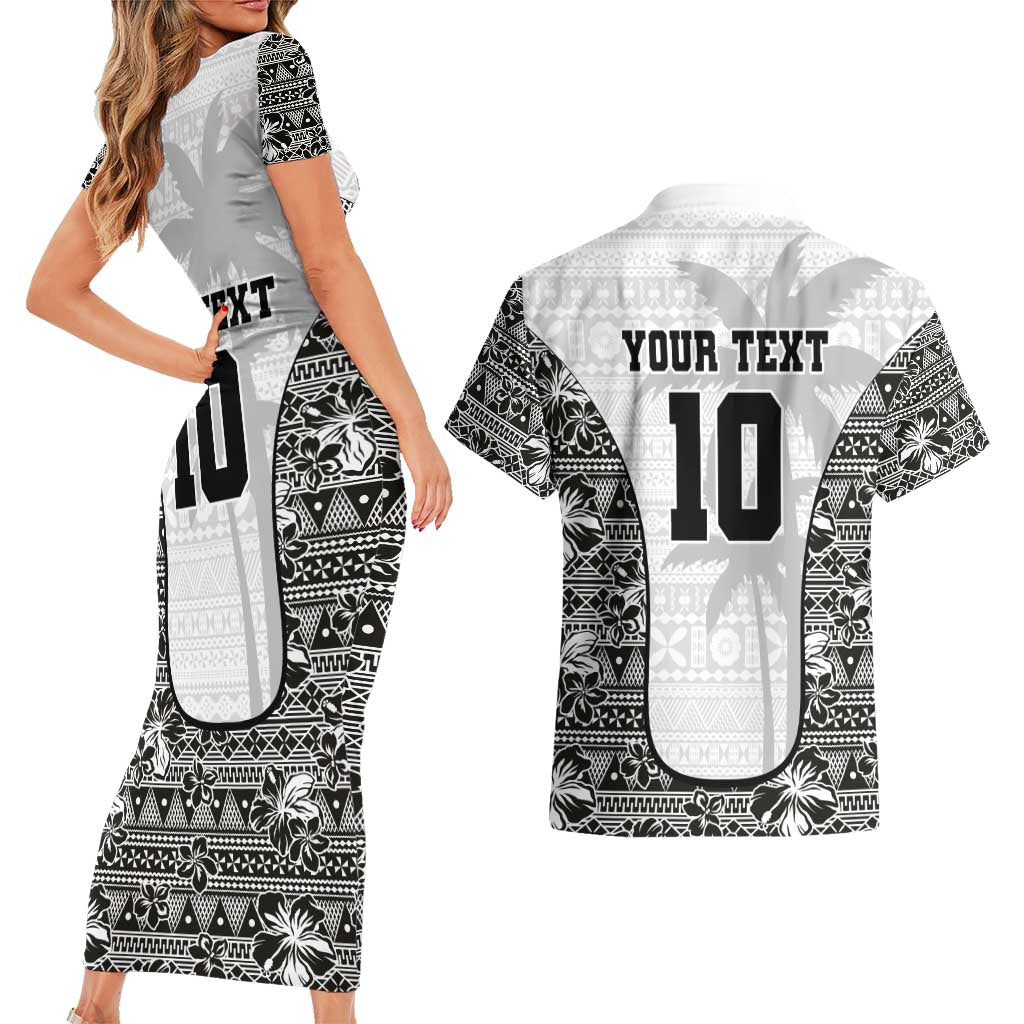 Custom Fiji Pacific Rugby 2024 Couples Matching Short Sleeve Bodycon Dress and Hawaiian Shirt Tapa Tribal and Fijian Masi Pattern LT03 - Polynesian Pride