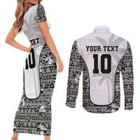 Custom Fiji Pacific Rugby 2024 Couples Matching Short Sleeve Bodycon Dress and Long Sleeve Button Shirt Tapa Tribal and Fijian Masi Pattern LT03 - Polynesian Pride