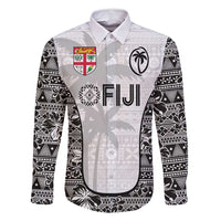 Custom Fiji Pacific Rugby 2024 Family Matching Long Sleeve Bodycon Dress and Hawaiian Shirt Tapa Tribal and Fijian Masi Pattern LT03 Dad's Shirt - Long Sleeve White - Polynesian Pride
