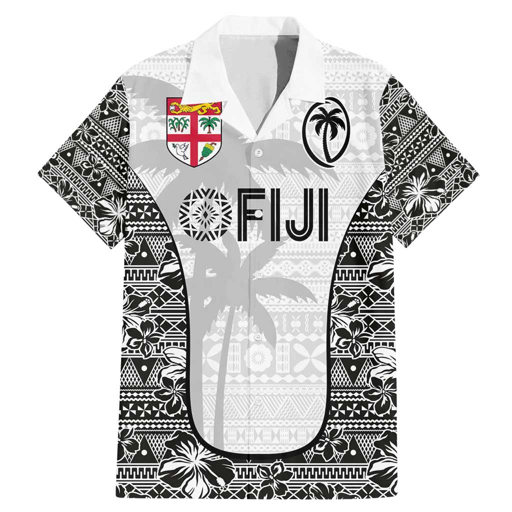 Custom Fiji Pacific Rugby 2024 Family Matching Mermaid Dress and Hawaiian Shirt Tapa Tribal and Fijian Masi Pattern LT03 Dad's Shirt - Short Sleeve White - Polynesian Pride