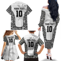 Custom Fiji Pacific Rugby 2024 Family Matching Off The Shoulder Long Sleeve Dress and Hawaiian Shirt Tapa Tribal and Fijian Masi Pattern LT03 - Polynesian Pride