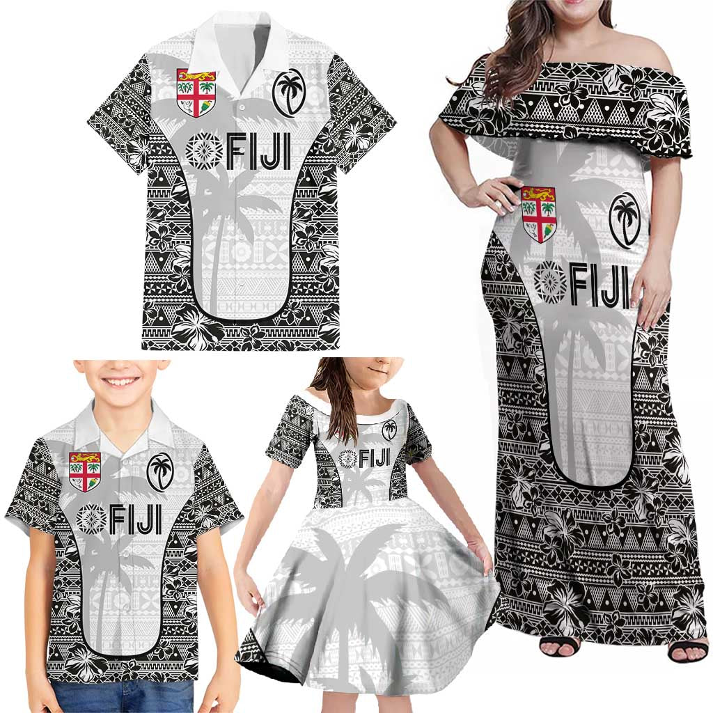 Custom Fiji Pacific Rugby 2024 Family Matching Off Shoulder Maxi Dress and Hawaiian Shirt Tapa Tribal and Fijian Masi Pattern LT03 - Polynesian Pride