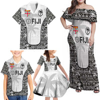 Custom Fiji Pacific Rugby 2024 Family Matching Off Shoulder Maxi Dress and Hawaiian Shirt Tapa Tribal and Fijian Masi Pattern LT03 - Polynesian Pride