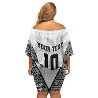 Custom Fiji Pacific Rugby 2024 Family Matching Off Shoulder Short Dress and Hawaiian Shirt Tapa Tribal and Fijian Masi Pattern LT03 - Polynesian Pride