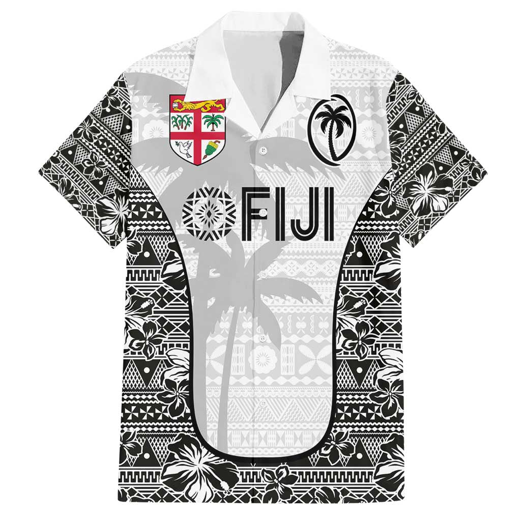 Custom Fiji Pacific Rugby 2024 Family Matching Short Sleeve Bodycon Dress and Hawaiian Shirt Tapa Tribal and Fijian Masi Pattern LT03 Dad's Shirt - Short Sleeve White - Polynesian Pride