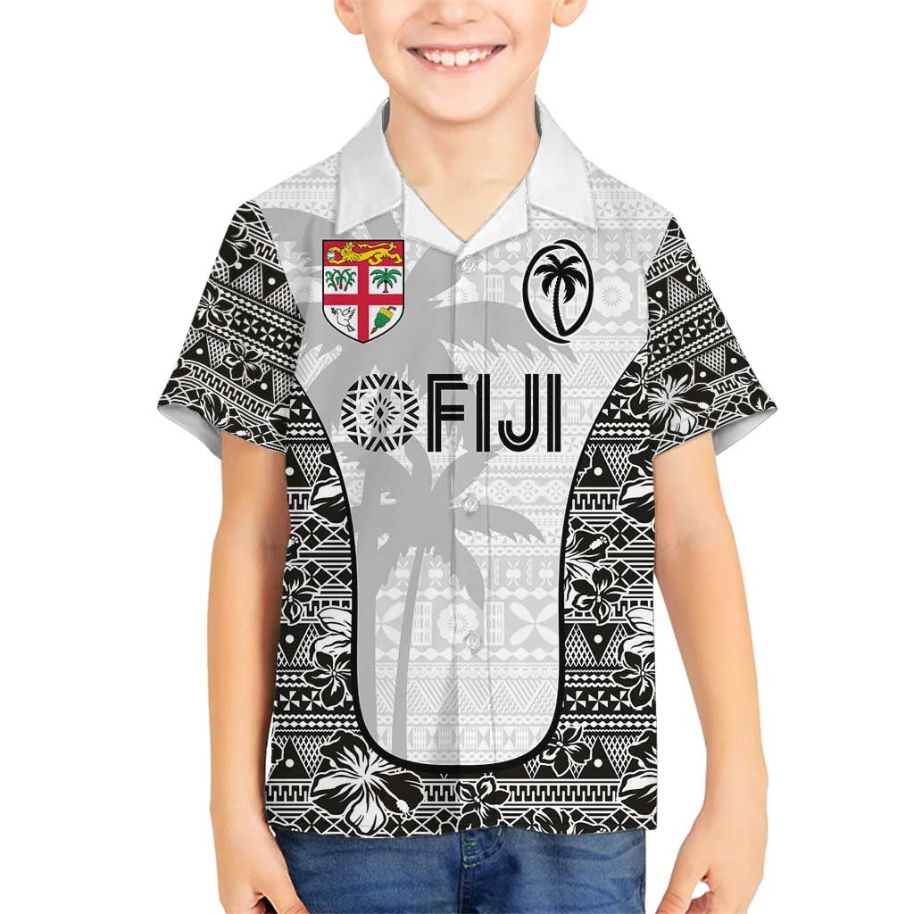 Custom Fiji Pacific Rugby 2024 Family Matching Summer Maxi Dress and Hawaiian Shirt Tapa Tribal and Fijian Masi Pattern LT03 Son's Shirt White - Polynesian Pride