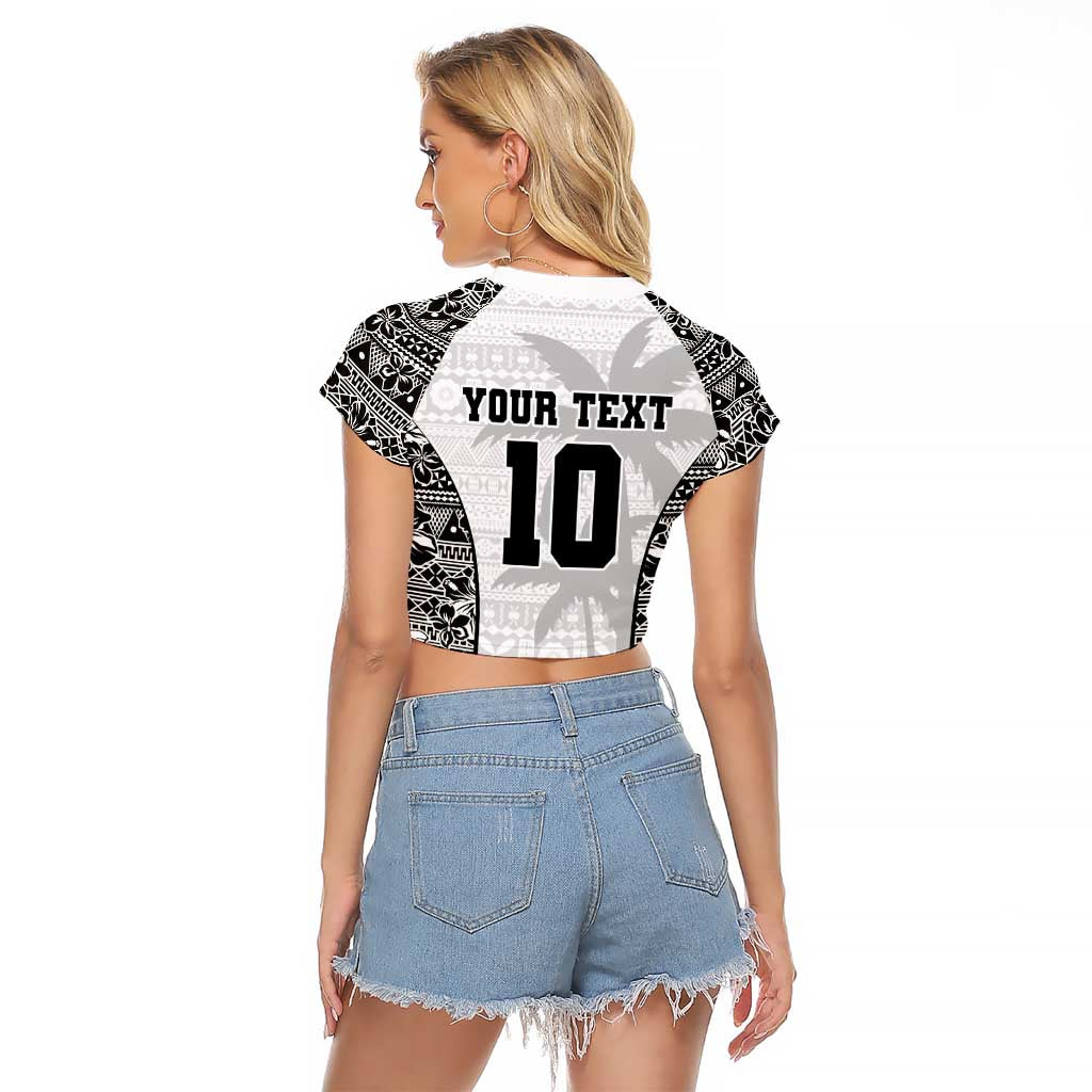 Custom Fiji Pacific Rugby 2024 Raglan Cropped T Shirt Tapa Tribal and Fijian Masi Pattern