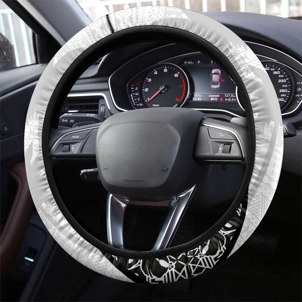 Fiji Pacific Rugby 2024 Steering Wheel Cover Tapa Tribal and Fijian Masi Pattern