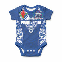 Custom Samoa Pacific Rugby 2024 Baby Onesie Polynesian Pacific Tribal Pattern LT03 Blue - Polynesian Pride