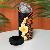 Hawaiian Tropical Plumeria Art Polynesian Tattoo 4 in 1 Can Cooler Tumbler Black and Autumn Color Theme LT03 - Polynesian Pride