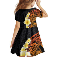Hawaiian Tropical Plumeria Art Polynesian Tattoo Family Matching Puletasi and Hawaiian Shirt Black and Autumn Color Theme LT03 - Polynesian Pride