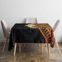 Hawaiian Tropical Plumeria Art Polynesian Tattoo Tablecloth Black and Autumn Color Theme