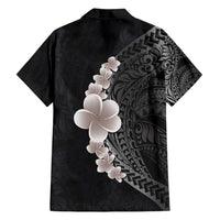 Hawaiian Tropical Plumeria Art Polynesian Tattoo Family Matching Long Sleeve Bodycon Dress and Hawaiian Shirt Grayscale Color LT03 - Polynesian Pride