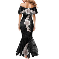 Hawaiian Tropical Plumeria Art Polynesian Tattoo Family Matching Mermaid Dress and Hawaiian Shirt Grayscale Color LT03 - Polynesian Pride