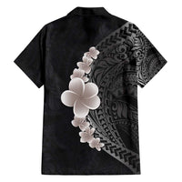 Hawaiian Tropical Plumeria Art Polynesian Tattoo Family Matching Short Sleeve Bodycon Dress and Hawaiian Shirt Grayscale Color LT03 - Polynesian Pride