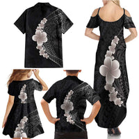 Hawaiian Tropical Plumeria Art Polynesian Tattoo Family Matching Summer Maxi Dress and Hawaiian Shirt Grayscale Color LT03 - Polynesian Pride