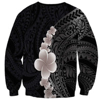 Hawaiian Tropical Plumeria Art Polynesian Tattoo Sweatshirt Grayscale Color