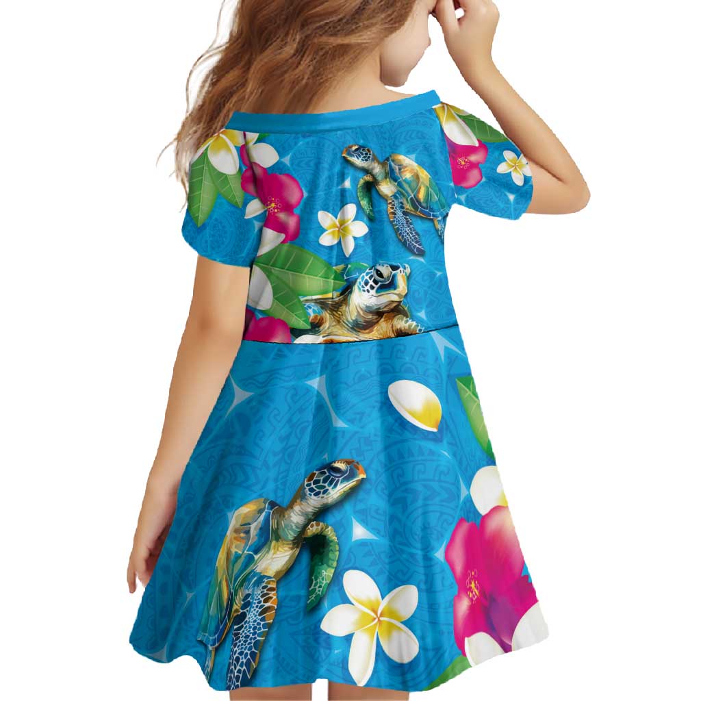 Hawaiian Tropical Flower and Honu Under Blue Water Family Matching Off Shoulder Maxi Dress and Hawaiian Shirt LT03 - Polynesian Pride