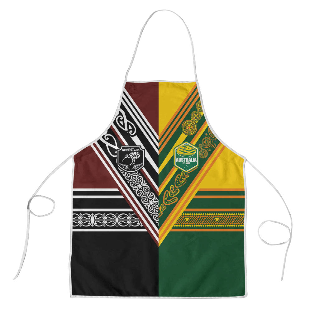 Rugby New Zealand and Australia Apron Burgundy Koru Geometric with Aboriginal Chevron Sport Style LT03 Multicolor - Polynesian Pride