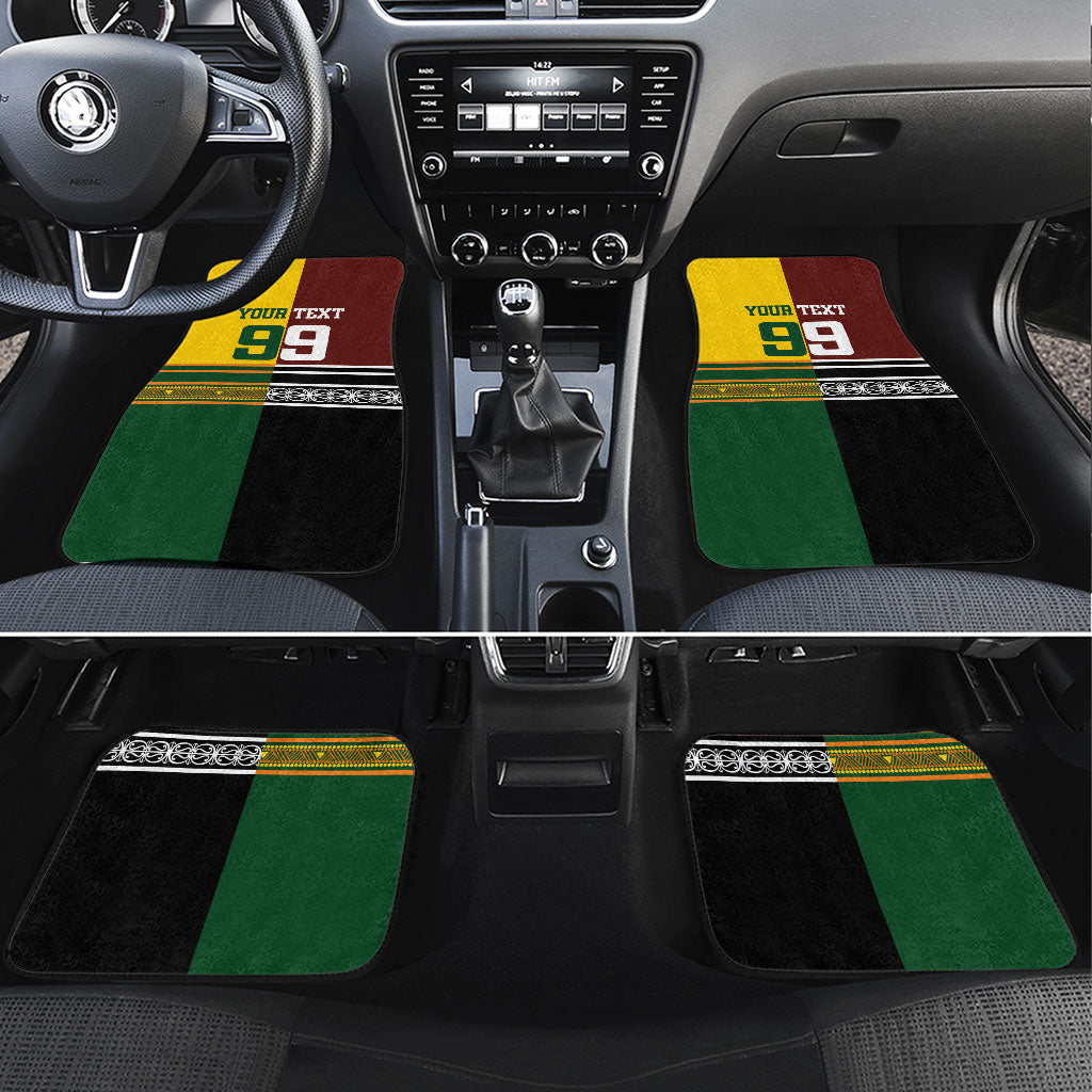 Custom Rugby New Zealand and Australia Car Mats Burgundy Koru Geometric with Aboriginal Chevron Sport Style LT03 Set 4pcs Multicolor - Polynesian Pride