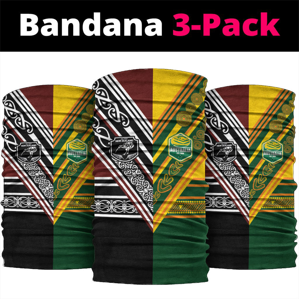 Rugby New Zealand and Australia Neck Gaiter Burgundy Koru Geometric with Aboriginal Chevron Sport Style LT03 package One Size: 25*50cm Multicolor - Polynesian Pride