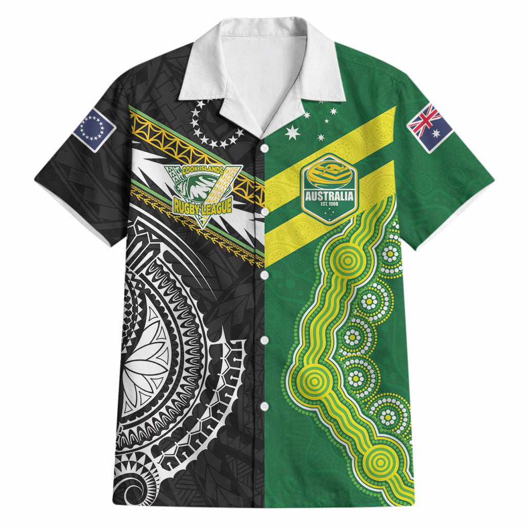 Custom Rugby Cook Islands and Australia Hawaiian Shirt Tatau Tribal with Aboriginal Chevron Sport Style LT03 Multicolor - Polynesian Pride