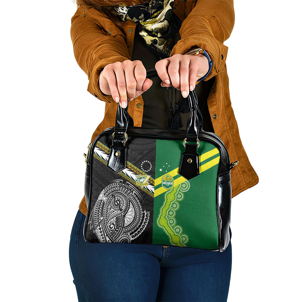 Rugby Cook Islands and Australia Shoulder Handbag Tatau Tribal with Aboriginal Chevron Sport Style LT03 One Size Multicolor - Polynesian Pride