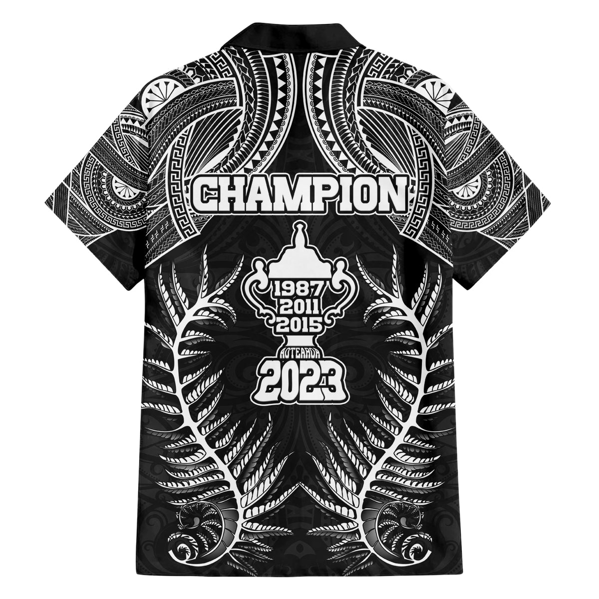 New Zealand Rugby Family Matching Short Sleeve Bodycon Dress and Hawaiian Shirt Aotearoa Champion Cup History with Silver Fern LT03 - Polynesian Pride